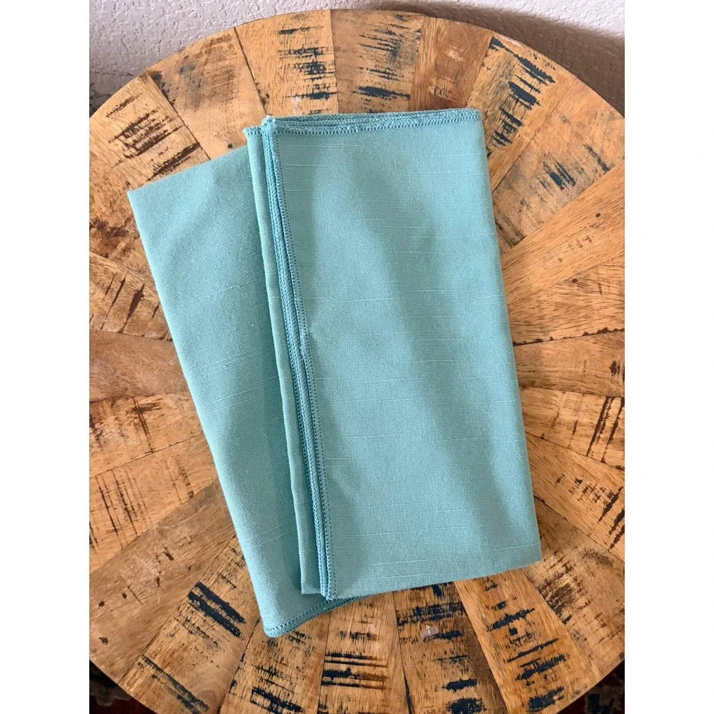 Vintage Seafoam Green Slub Texture Cloth Napkins‎ Set of 2 Teal Dinner Linens